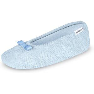 👑Women's Blue Diamond Closed Toe Comfort Fuzzy Slip On  Ballerina Slippers